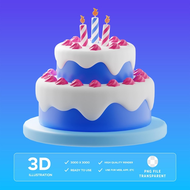 PSD birthday cake 3D Illustration