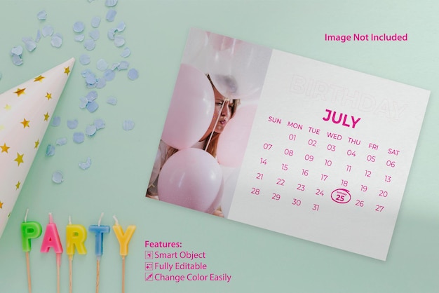 PSD psd birthday calendar mockup