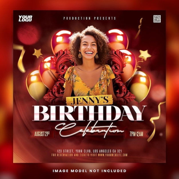 PSD psd birthday party flyer social media template