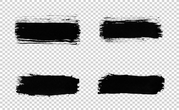 PSD Black brush stock set on transparent background