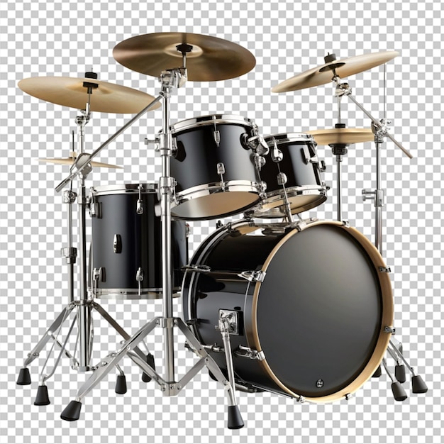 PSD of a black drum set on transparent background