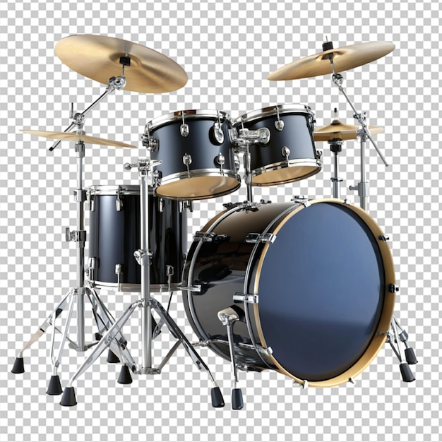 PSD of a black drum set on transparent background