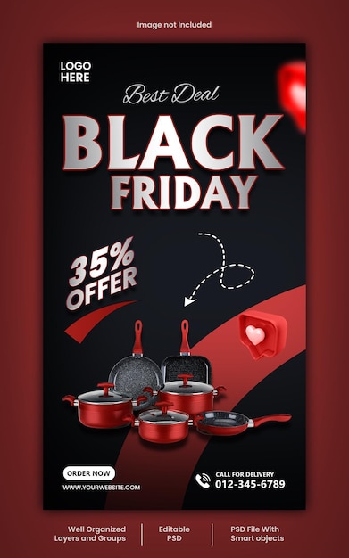 PSD Black friday instagram and facebook social media story banner design template