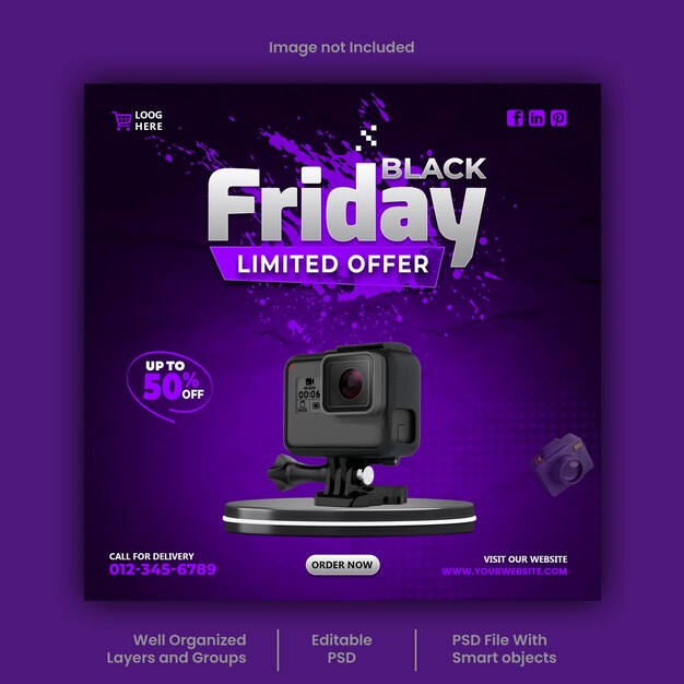 PSD Black friday social media post and discount sale banner design template