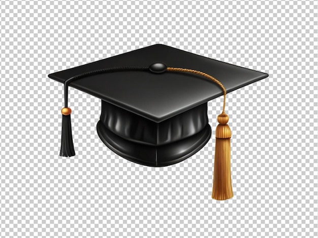 psd of a black graduation hat on transparent background