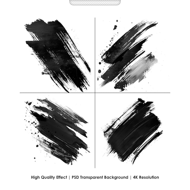 PSD Black graphic color patches brush strokes effect background designs element white background