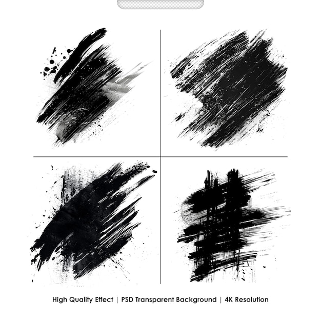 PSD Black graphic color patches brush strokes effect background designs element white background