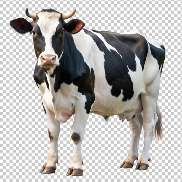 PSD of a black and white milk cow on transparent background