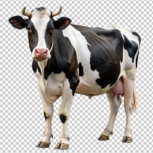 PSD of a black and white milk cow on transparent background