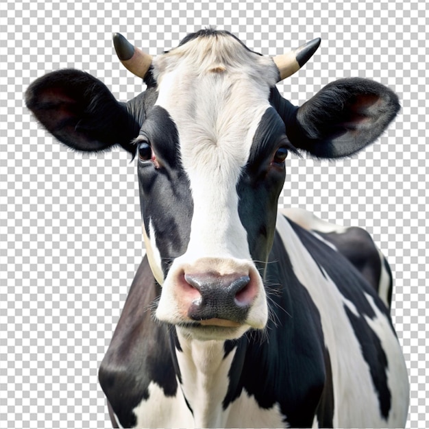 PSD of a black and white milk cow on transparent background