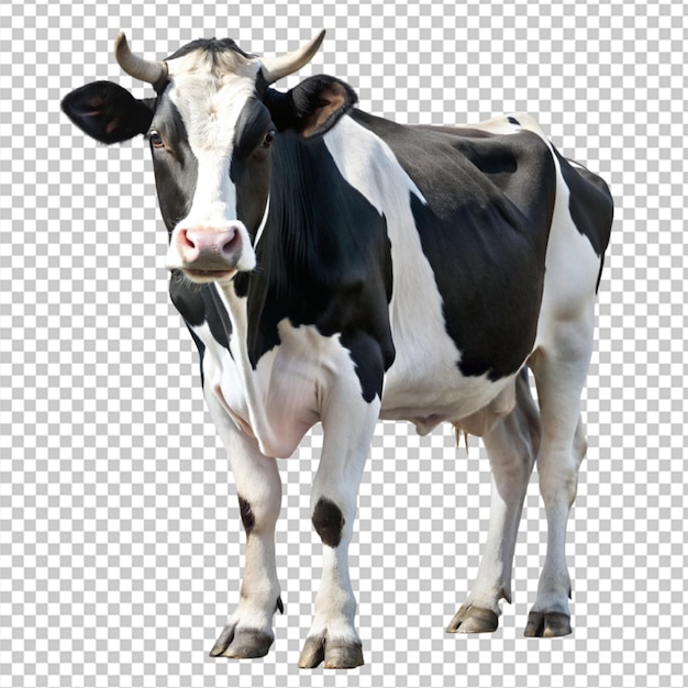 PSD of a black and white milk cow on transparent background