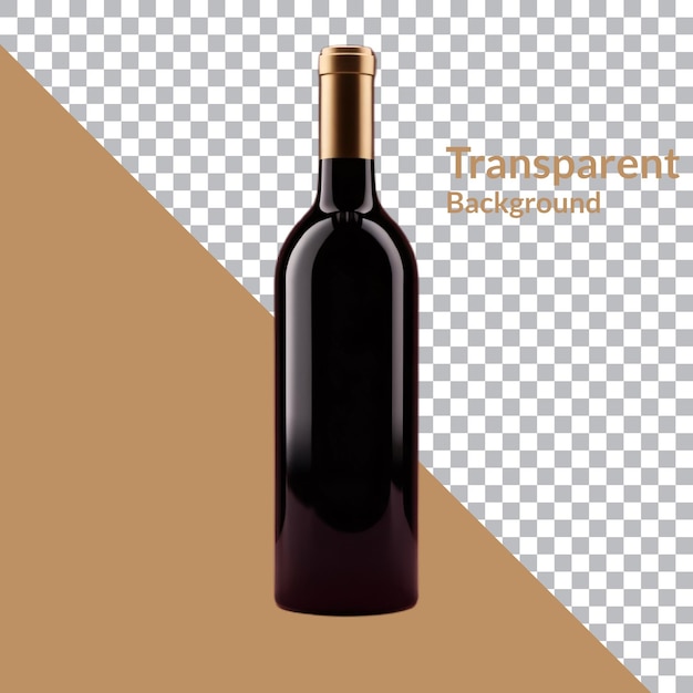 PSD psd black wine bottle with golden cap transparent background