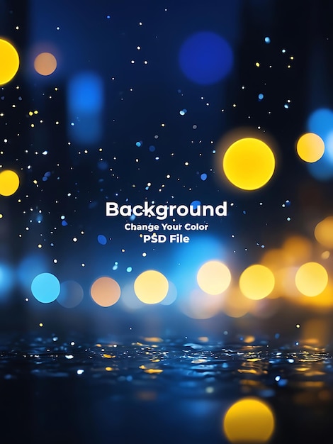 PSD blue bokeh raining light blurry lights black background round circle bokeh