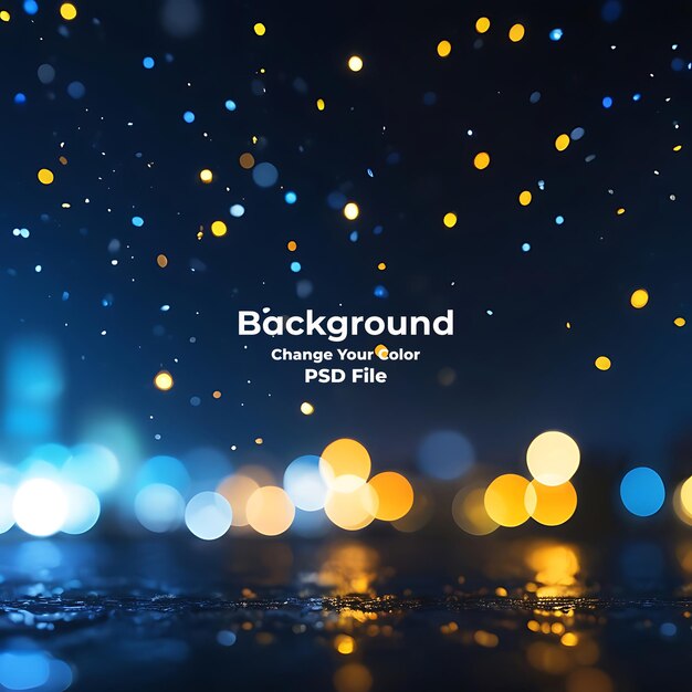 PSD blue bokeh raining light blurry lights black background round circle bokeh