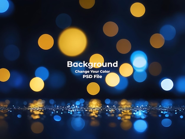 PSD blue bokeh raining light blurry lights black background round circle bokeh