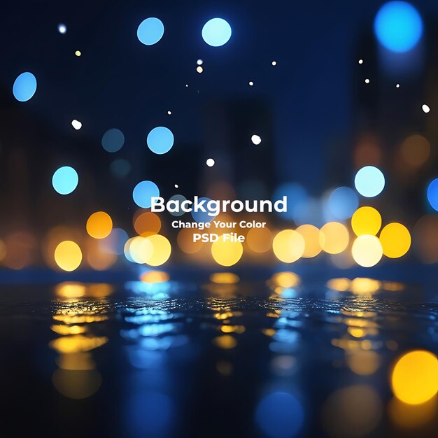 PSD blue bokeh raining light blurry lights black background round circle bokeh