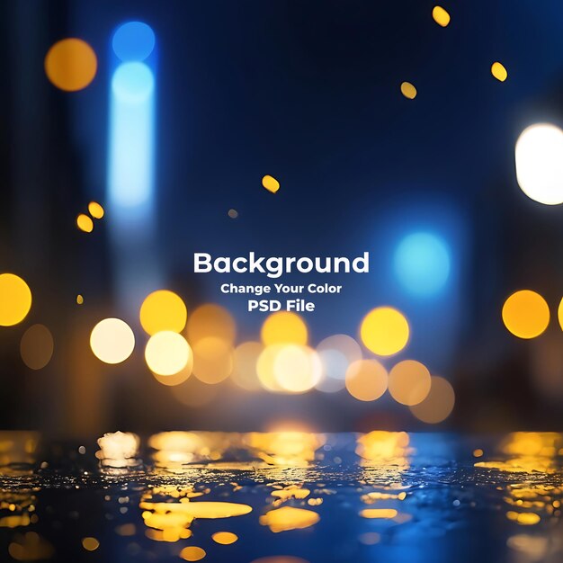 PSD blue bokeh raining light blurry lights black background round circle bokeh