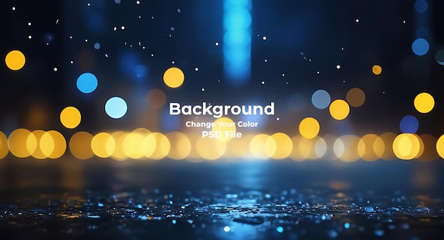 PSD blue bokeh raining light blurry lights black background round circle bokeh