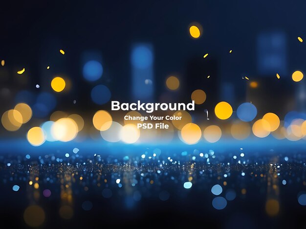 PSD blue bokeh raining light blurry lights black background round circle bokeh