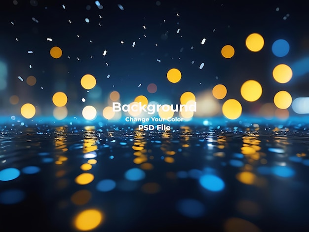 PSD psd blue bokeh raining light blurry lights black background round circle bokeh