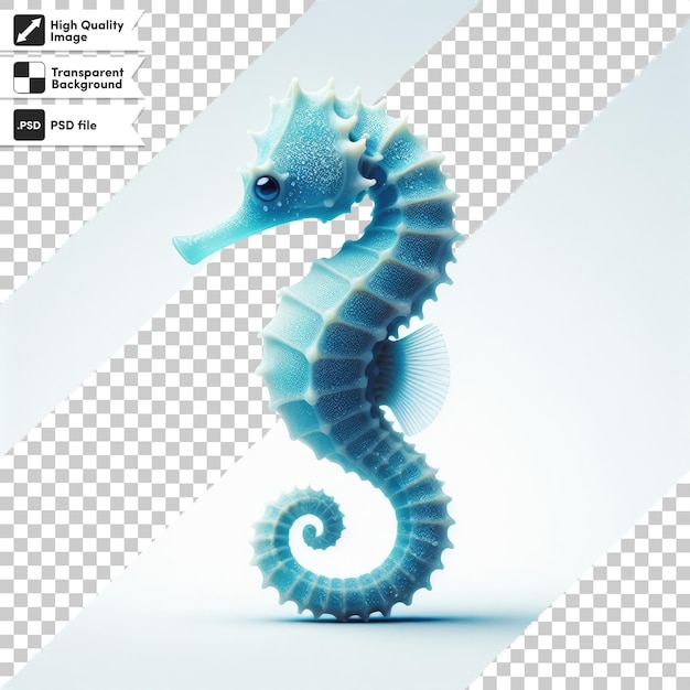 PSD blue seahorse on transparent background with editable mask layer