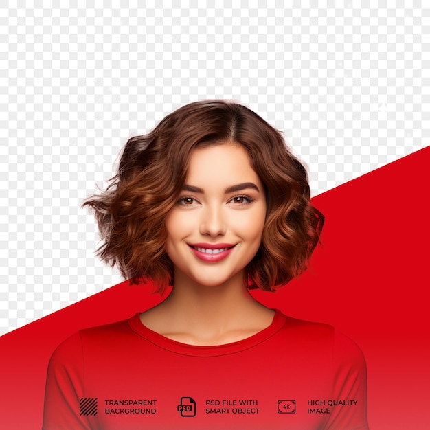 PSD bob hairstyle isolated on transparent background