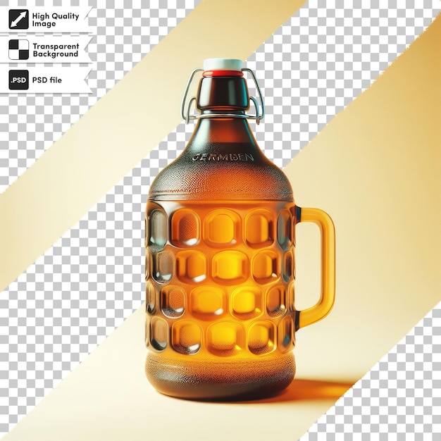 PSD bottle of beer with barley on transparent background