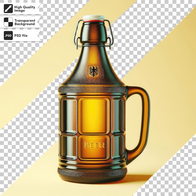 PSD bottle of beer with barley on transparent background