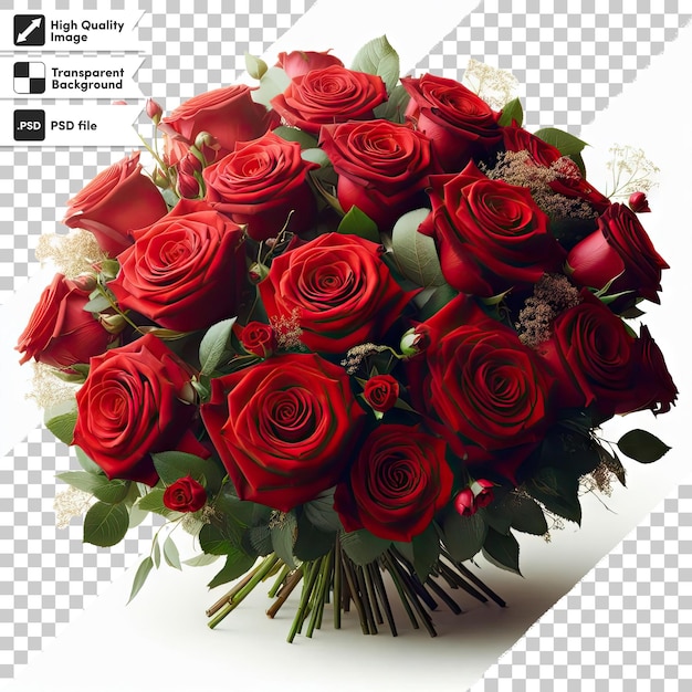 PSD bouquet of roses isolated on transparent background