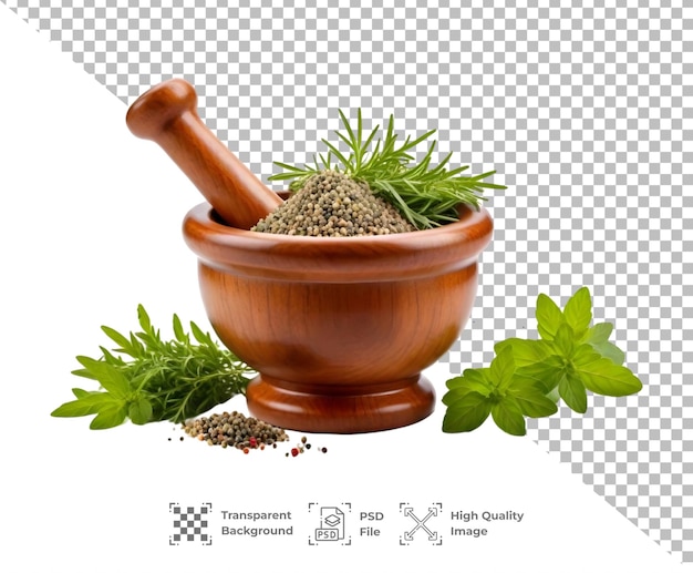 PSD a bowl mortar of green herb