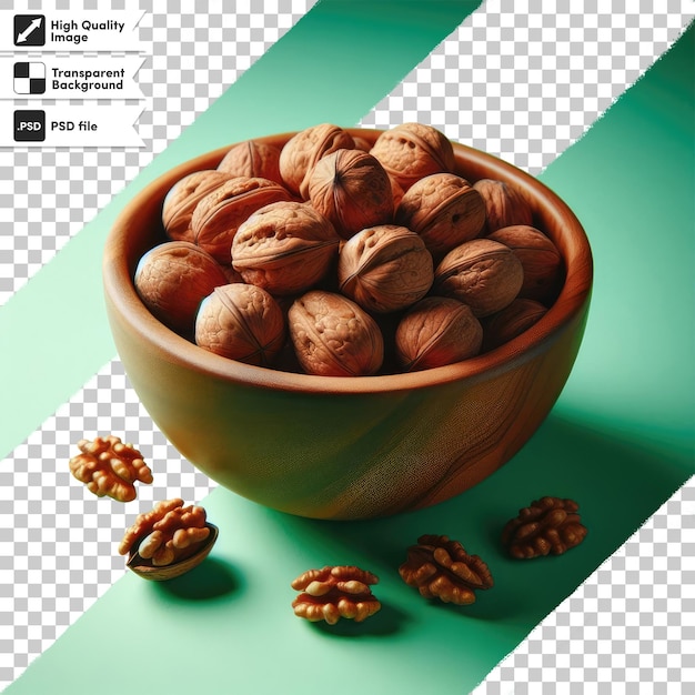 PSD bowl of nuts on transparent background