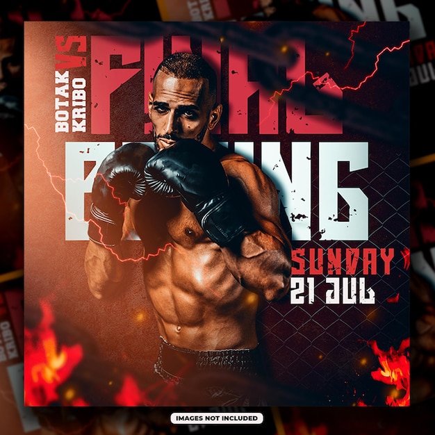 PSD psd boxing social media post templatesports event flyer template