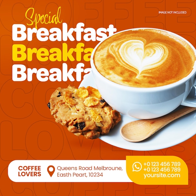 PSD psd breakfast set design for social media and instagram post template