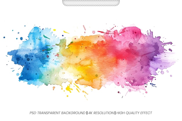 PSD psd bright colorful watercolor splash splatter white background