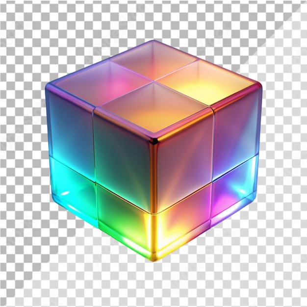 PSD of a brightly cube on transparent background