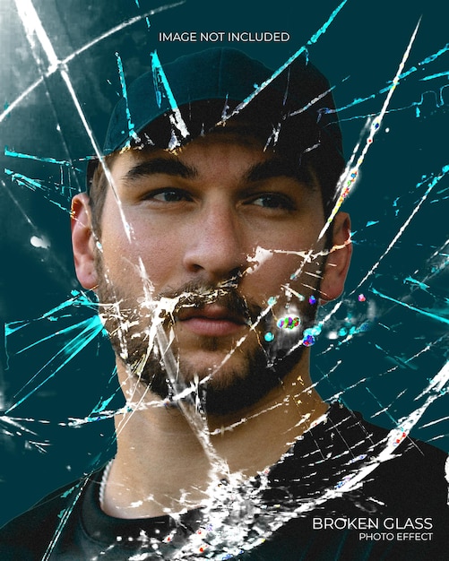 PSD broken glass photo effect template