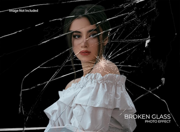 PSD broken glass photo effect template