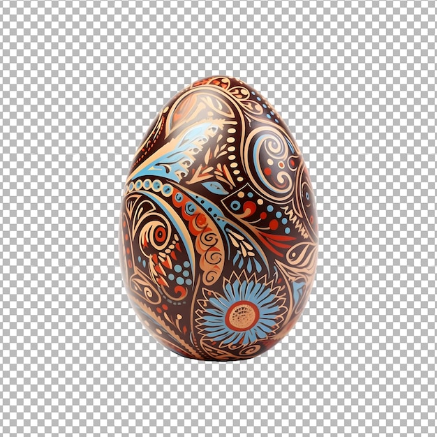 PSD Brown painted Easter egg isolated on transparent background