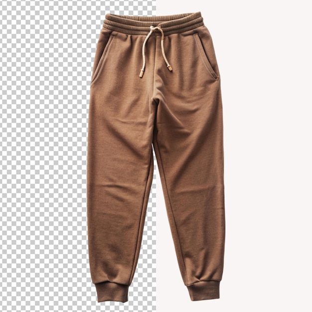 PSD of a brown sweatpants for sport isolated on transparent background