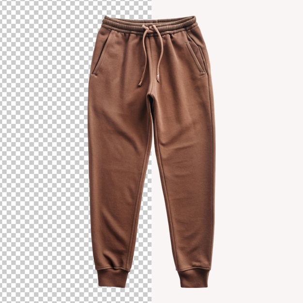 PSD of a brown sweatpants for sport isolated on transparent background