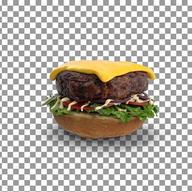 PSD Burger chicken burger on isolated and transparent background