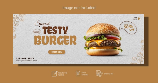 PSD burger Facebook banner for resturant