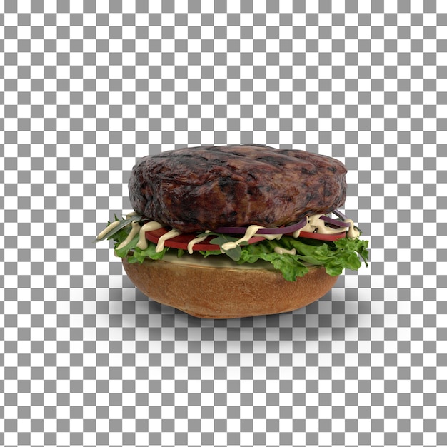 PSD Burger Meat chicken on isolated and transparent background