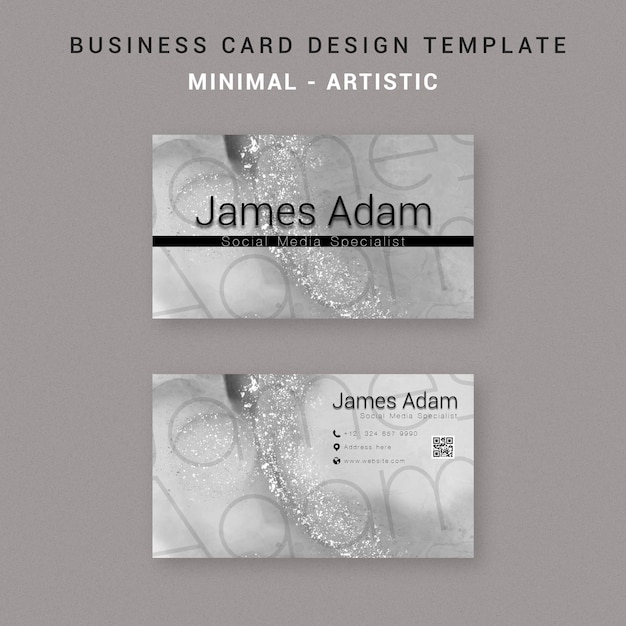 PSD Business card design template ideal for males bloggers artists artistic minimal charcoal ink