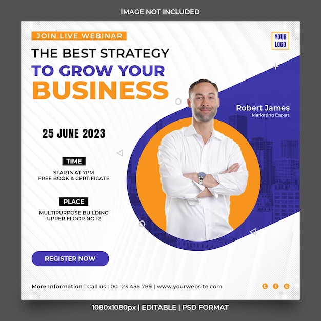 PSD business webinar banner or social media post template