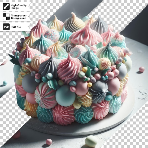 PSD cake with whipped cream on transparent background