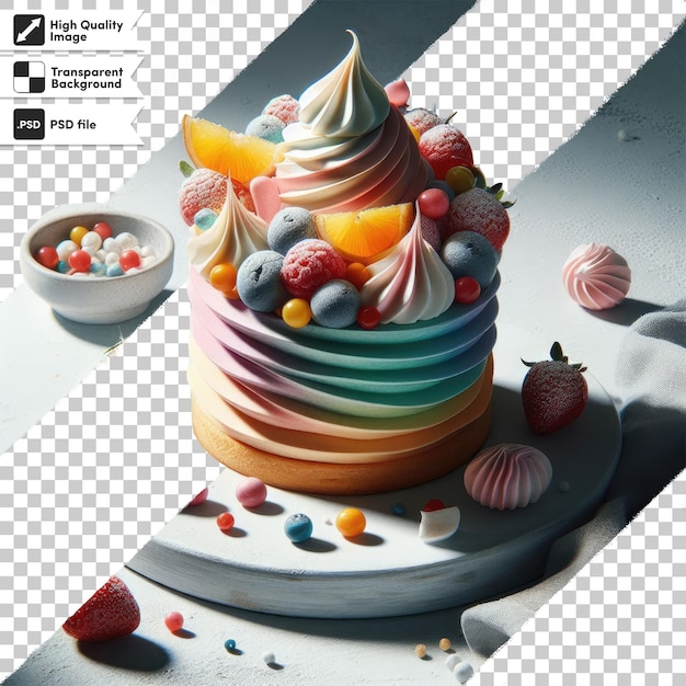 PSD psd cake with whipped cream on transparent background