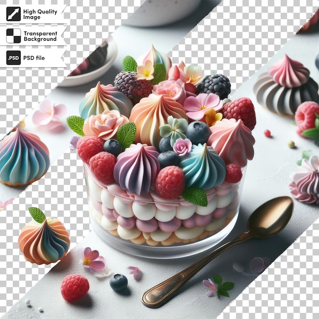 PSD psd cake with whipped cream on transparent background