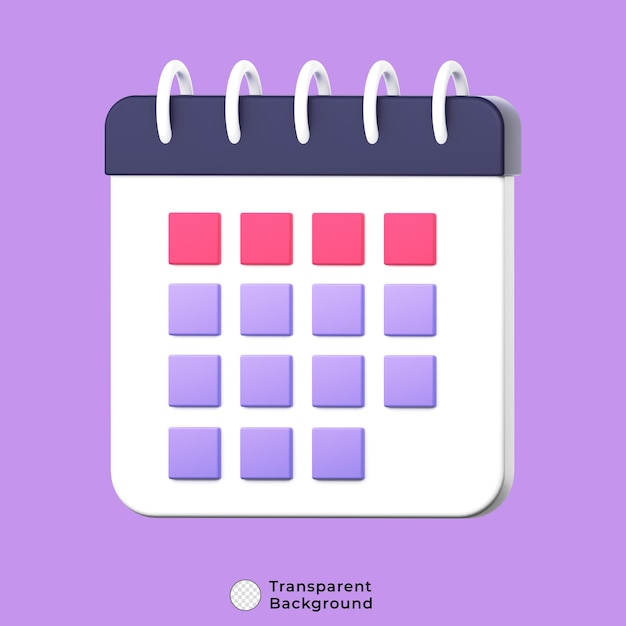 PSD calendar icon 3d illustration