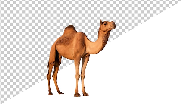 Psd a camel on a white background with a shadow of a pyramid With Transparent Background